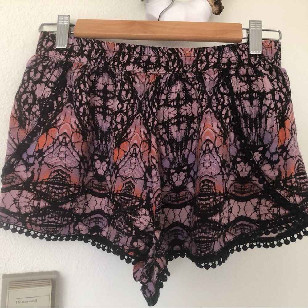 Coral/Lavender Batik Festival Shorts XS